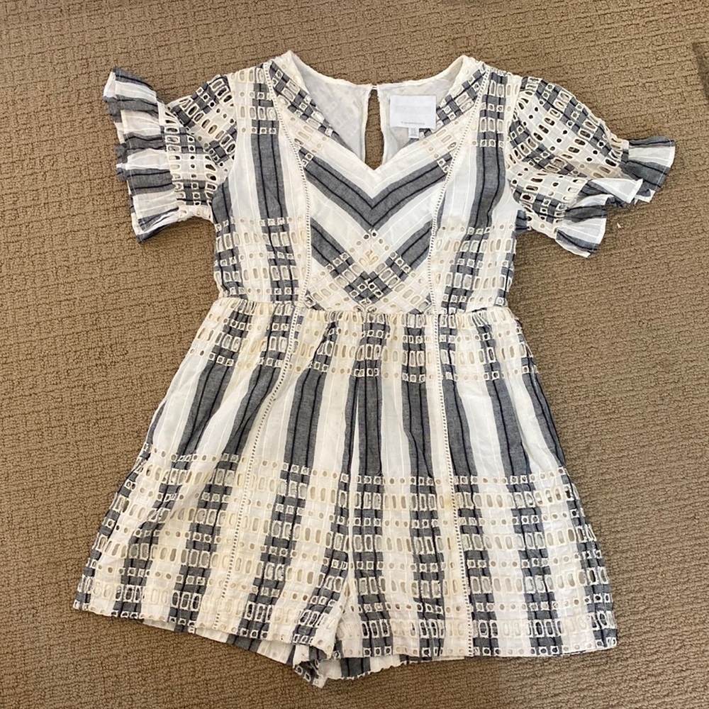 Anthropologie Lace Romper (color:blue jean/cream)